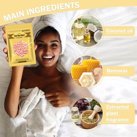 Wax Beads,5 Packs Hard Wax Beads Waxing at Home for Hair Removal - Hard Wax for Sensitive Skin Women with sticks, Bikini Brazilian Body Face Waxing (5 * 100g, Coconut & Rose)