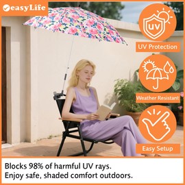 Easylife UV Umbrella Parasol (Pack of 2) Portable Garden Parasol with +40 UV Protection, Attach Garden Umbrella to Chairs & Tables, Perfect for Adults & Children with Sensitive Skin - Fully Guaranteed