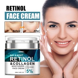 Collagen, Retinol & Hyaluronic Acid Cream - Anti-Aging Face Moisturizer for Face, Firming Skin Care for Neck Décolleté, Daily Moisturizer Cream Day & Night - 1.7 fl.oz