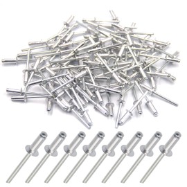BESTYCHAO 100pcs Aluminium Blind Rivet 4.8mm x 12mm, Open End Rivet Pop Rivet, Pack of 100 (Silver)