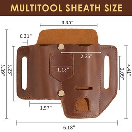 KEVANCHO Multitool Sheath for Belt, Leather Tool Pouch Belt Holster Bag, EDC Pouch Pocket Organizer Case for Knife, Flashlight, Tactical Pen, Camping and Outdoor, Gift for Men, Him, Dad (Brown)