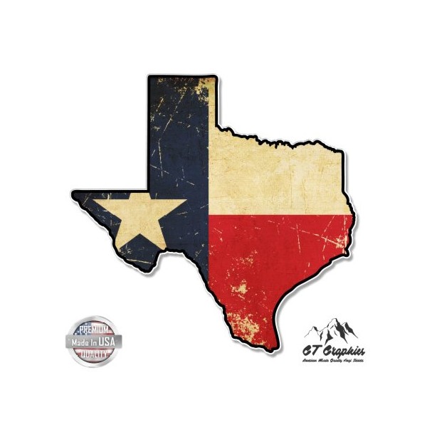 GT Graphics Texas Flag Vintage Grunge Love Star - 20" - Large Size Vinyl Sticker - for Truck Car Cornhole Board
