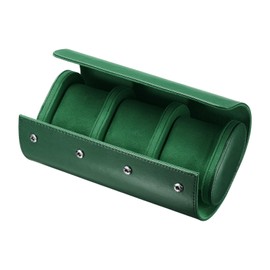 sourcing map Leather Watch Travel Case Single Watch Roll Storage Box Organizer for Men Women Holding Storaging Displaying, 3 Slot, Green