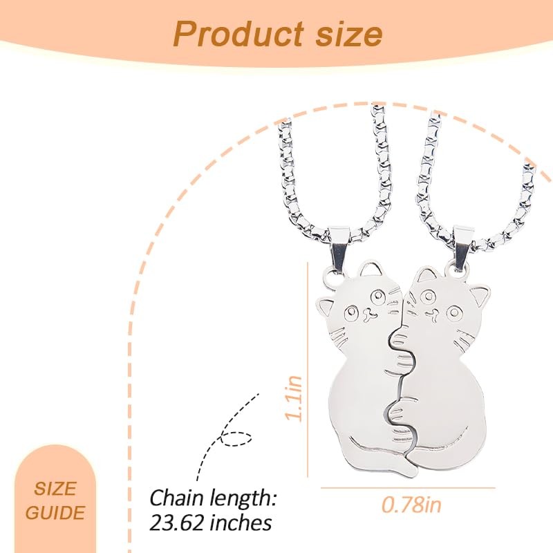 Hugging Cat Matching Necklace for Couples Wife Husband Girlfriend Boyfriend