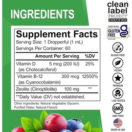 Zeolite Detox for Kids Liquid Drops – Advanced Clinoptilolite with Vitamins B12 & D | Gentle Daily Body Cleanse, Focus & Speech Support, 2oz