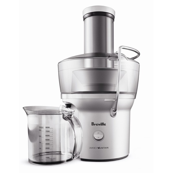 Breville Juice Fountain Compact Juicer, Silver, BJE200XL, 10" x 10.5" x 16"