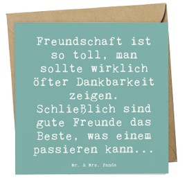 Mr. & Mrs. Panda Deluxe Karte Spruch Dankbarkeit für Freundschaft - Geschenk, Freundschaftsbeziehung, Emotionale Produkte, Hochwertige Klappkarte,