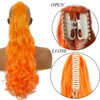 HENSLEELY Long Curly PonyTail Hair Extensions 22Inch Orange Claw Wavy