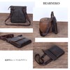 Bearneko Men's Shoulder Bag, Genuine Leather, Crossbody Shape, Thin, Lightweight,