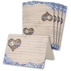 Glüxx Agent 50 Place Cards Wedding - Wedding Bavaria - Place Cards DIN A7 7.4 x 10.5 cm Blank Printable for Writing on - Name Cards, Table Reservation for Confirmation Christening