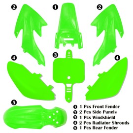 JIAXIMAN CRF50 Plastics Kit Pit Bike Parts Fairings Fenders for HONDA CRF50F CRF 50 XR50 SSR 110 SSR 125 Razor MX500 MX650 Coolster 125 and Similar Trail Dirt Bike 50cc-160cc (JM007-GREEN)