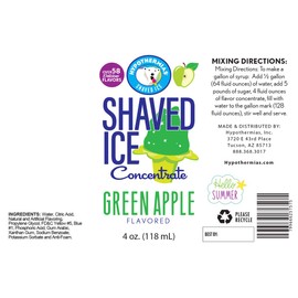 Green Apple Shaved Ice and Snow Cone Flavor Concentrate 4 Fl Ounce Size (makes 1 gallon of syrup with sugar and water added)