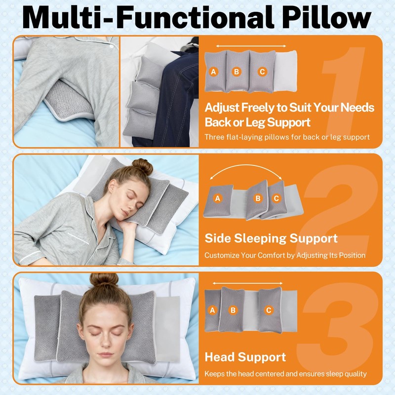 Head Support Pillow with 3 Side Pillows,Wheelchair Headrest, Adjustable Neck