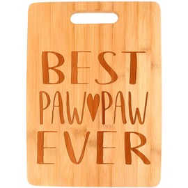 Paw Paw Gifts For Grandpa Best PawPaw Ever Heart Family Big Rectangle Bamboo Cutting Board