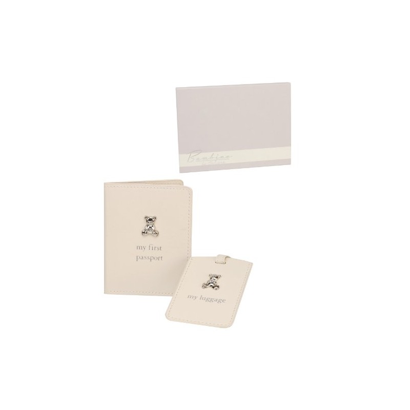 SmartSF Bambino Baby Unisex White Faux Leather Passport Wallet and