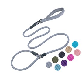 Slip Lead Dog Leash Strong Nylon Rope Leash Anti-Choking Anti-Pull and Outdoor Walking Training Lead for Small Medium Large Dogs (Grey, 1/2"×6ft)