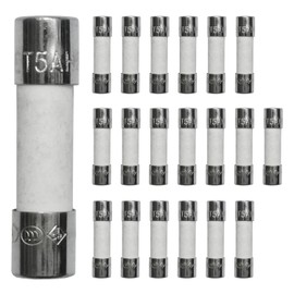 YOIILNZ(Pack of 20 Pcs) T5AH250V Ceramic fuses Slow-Blow 5x20mm/0.2x0.79inch 5AMP 250V Ceramic Tube Time-delay Fuses