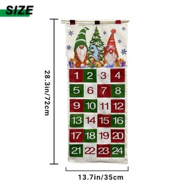Qivine Christmas Advent Calendar with 24 Pockets Wall Hanging Bag, Christmas Countdown Fabric Advent Calendar, Hanging Christmas Countdown Cloth Advent Calendar for Home Xmas Countdown Decoration