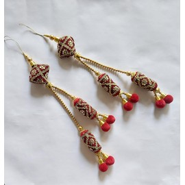 Lehenga, Ghagra, Sharara Latkan with Handmade Ethnic Hanging Tassel for Women's Blouse and Saree | Valentine's Day Radiance (Pink Golden)