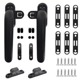 Pack of 2 Window Handle, Balcony Door Handle, Safety Window Handle, Design Window Handle, Aluminium Window Lock, Aluminium Patio Door Handle, Door Handles for Window, Balcony, Patio Door (Black)