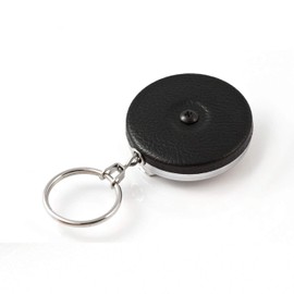 KEY-BAK Original Steel Cable Retractable Keychain, 48" Stainless Steel Cable, Black Front, Steel Belt Clip, 8 oz. Retraction, Split Ring, Black Vinyl (0485-003)