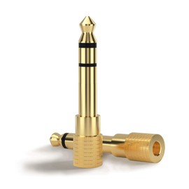 KOOPAO 2 Pack 6.35mm to 3.5mm Stereo Adapter, 6.35mm 1/4 Inch Male to 3.5mm 1/8 inch Female Stereo Jack Adapter Audio Connector for Speaker Laptop Tablet Home Theater PC TV Devices Amplifier