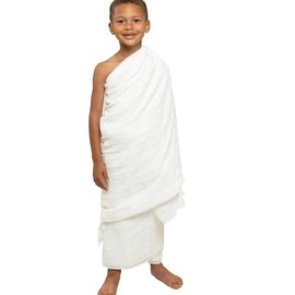 FakeFace Ihram Towel for Boys 2 Piece White Hajj and Umrah Islamic Middle East Arab Ritual Towel Soft Absorbent Ahram Ehram Towel Kids Pilgrimage Clothes (White)