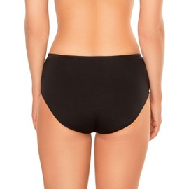 Vivisence 3002 Women's Bikini Briefs Swimwear Patternless Gathered High Waist Set EU (3002) - Black no pattern, size: 44