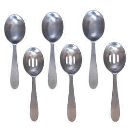 Darware Portion Control Serving Spoons Set (6pc) – Stainless Steel 1/4, 1/3, 1/2 Cup Sizes – Solid & Slotted Kitchen Utensils for Meal Prep, Cooking & Healthy Eating