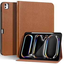 Thryxop Thryxop Genuine Leather Case for iPad Pro 13 inch (M4) 2024 with Pencil Holder | Slim Protective Cover with Adjustable Stand, Auto Wake/Sleep, Premium Leather | Brown