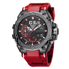 findtime Mens Digital Sports Watches Military Watches for Men 50M Waterproof Tactical Watches with El Light Stopwatch Alarm Casual Watch Black White Red