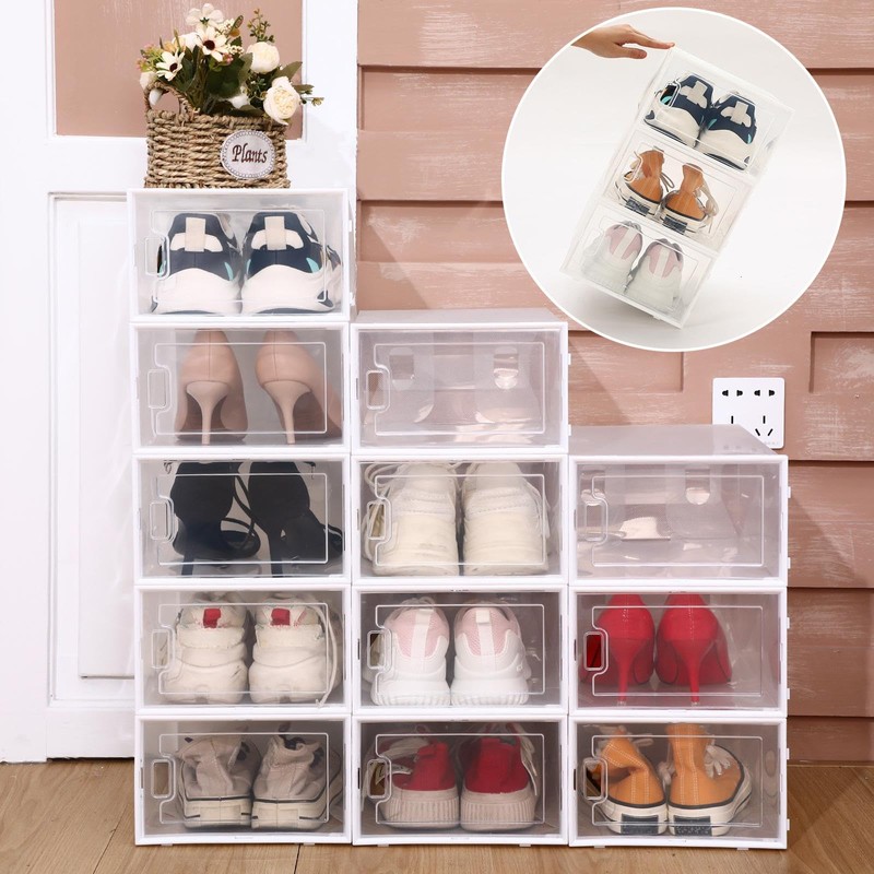 CroBlissful 24 Pack Large Shoe Storage Box Fit Size 10
