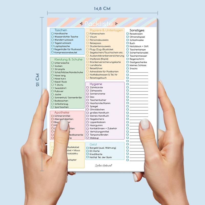 Packing list pad in DIN A5 format with 50 sheets