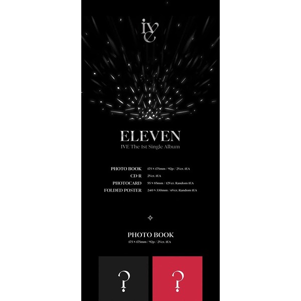 IVE ELEVEN 1st Single Album Contents+Poster On Pack+Tracking Sealed (SET(1+2))