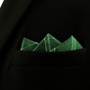 SHLAX&WING Green Check Men's Silk Pocket Square Extra Large 32cm,