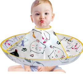 DFsucces Haircut Cape Hair Apron Haircut Cape Waterproof Foldable Shearing Cloth Shoulder Cover Waterproof Tool for Easy Haircut at Home Hair Dye Haircut Tool with Storage Bag Khaki, panda, Free size