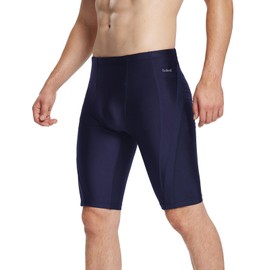 BALEAF Jammer Men's Swimming Trunks Swimming Trunks Tight Jammer Swimming Trunks Long Swimming Trunks for Men Knee-Length Swimming Trunks, Deep blue, S