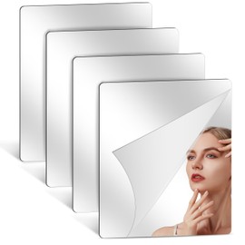 Self Adhesive Unbreakable Acrylic Mirror Full Length Mirror Tiles Flexible Plastic Mirror Sheets 2MM Thick Mirror,Frameless Small Mirror for Home Wall Decor Gym DIY Craft (4, 8"×8")