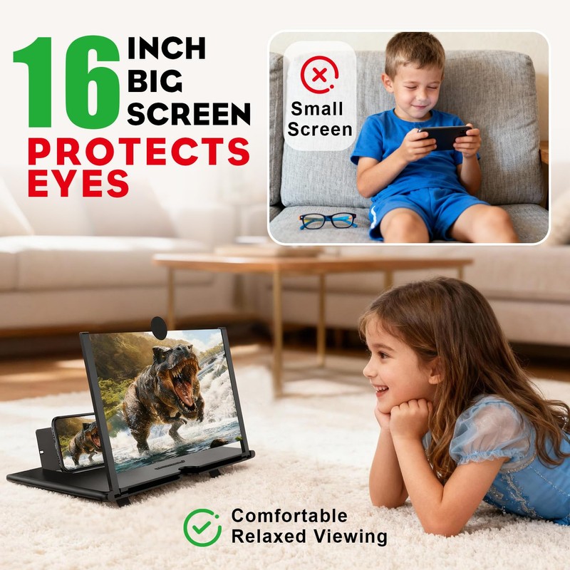 16 Inch Smartphone Screen Magnifier 3D HD Foldable Amplifier Phone