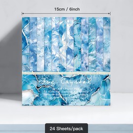 Scrapbook Paper Pad 6x6,Watercolored Blue Single-Sided Decopodge Paper,Cardstock Paper Scrapbooking DIY Decorative Background Cardmaking Supplies,Junk Journal Craft Paper