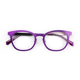 eyebobs - Alloy Ally | Premium Reading Glasses for Men and Women | Round Frame for Average Faces, Satin Plum Metal, 1.75