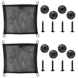 2 Hanging Storage Net Pockets, Equipped with 8 Hanging Buckles and 8 Screws, Elastic Storage Mesh Bag, Storage Accessories for Car