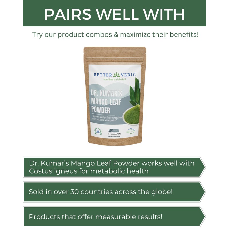 Better Vedic Pure Costus Leaf Powder 4.2oz 60 Servings