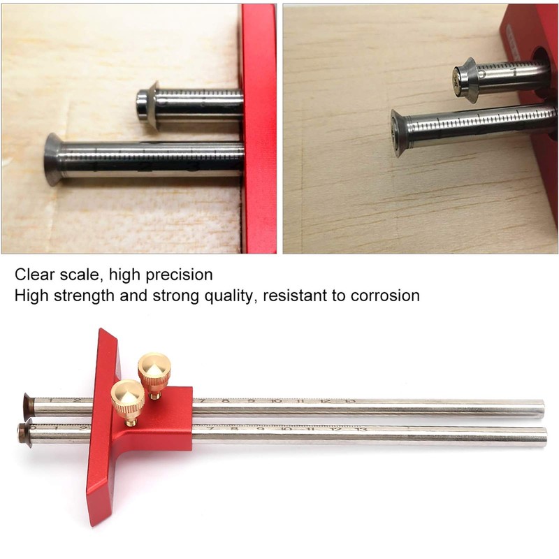 Hyuduo Wood Marking Gauge, Double Stainless Steel Blades Scriber with