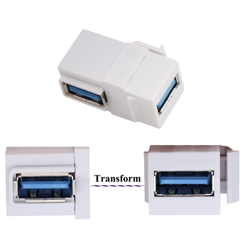 AAOTOKK Right Angle USB 3.0 Keystone Coupler 90 Degree USB