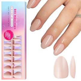 SXVME Gel Nail Tips Short Oval Press on Nails Soft Gel Nails Tips 300Pcs Pre Colored Natrual Nude Pink Tips Press ons Soak Off Acrylic Fake Nails Extensions DIY