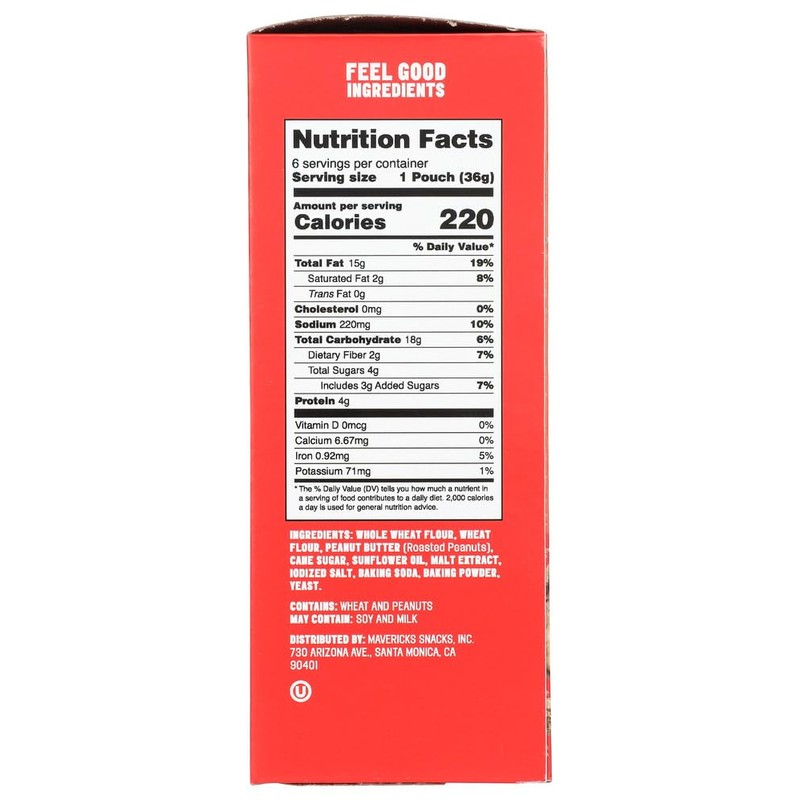 Mavericks Peanut Butter Sandwich Cracker 6 Count, 1.27 OZ