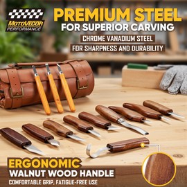 Wood Carving Kits, Wood Whittling Kit, Wood Carving Knife Set, Wood Carving Tools Set with Deluxe Leather Case, Woodworking Chisel Set for Beginners and Professionals