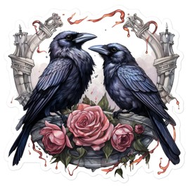 Hugin and Munin Odins Ravens Viking Sticker Car Sticker for Motorcycle, Notebook, Skateboard, Scooter, Helmet, Fridge, Luggage or Car Sticker (7.5 x 7.5 cm)