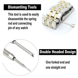 FANGWSSIBEI Double-Ended Watch Spring Bar Tool Fork and Straight End Watch Repair Tool Watch Strap Removal Repair Tool for Adjusting and Replacing Watch Straps Wrist Bands Watch Pins (Silver, 7.5cm)